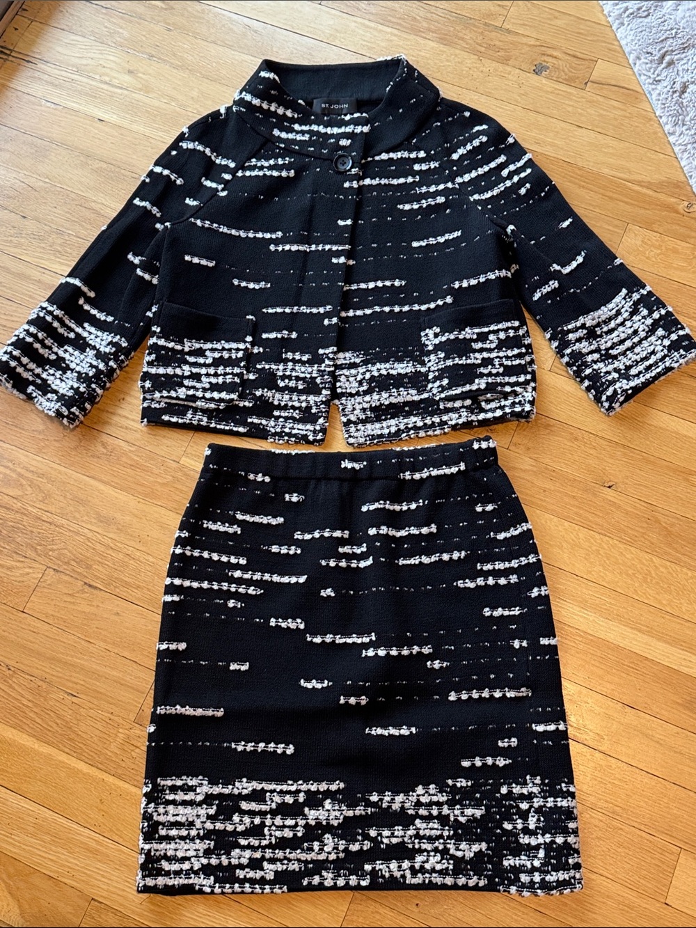 St. John Black and White Tweed Skirt Set
